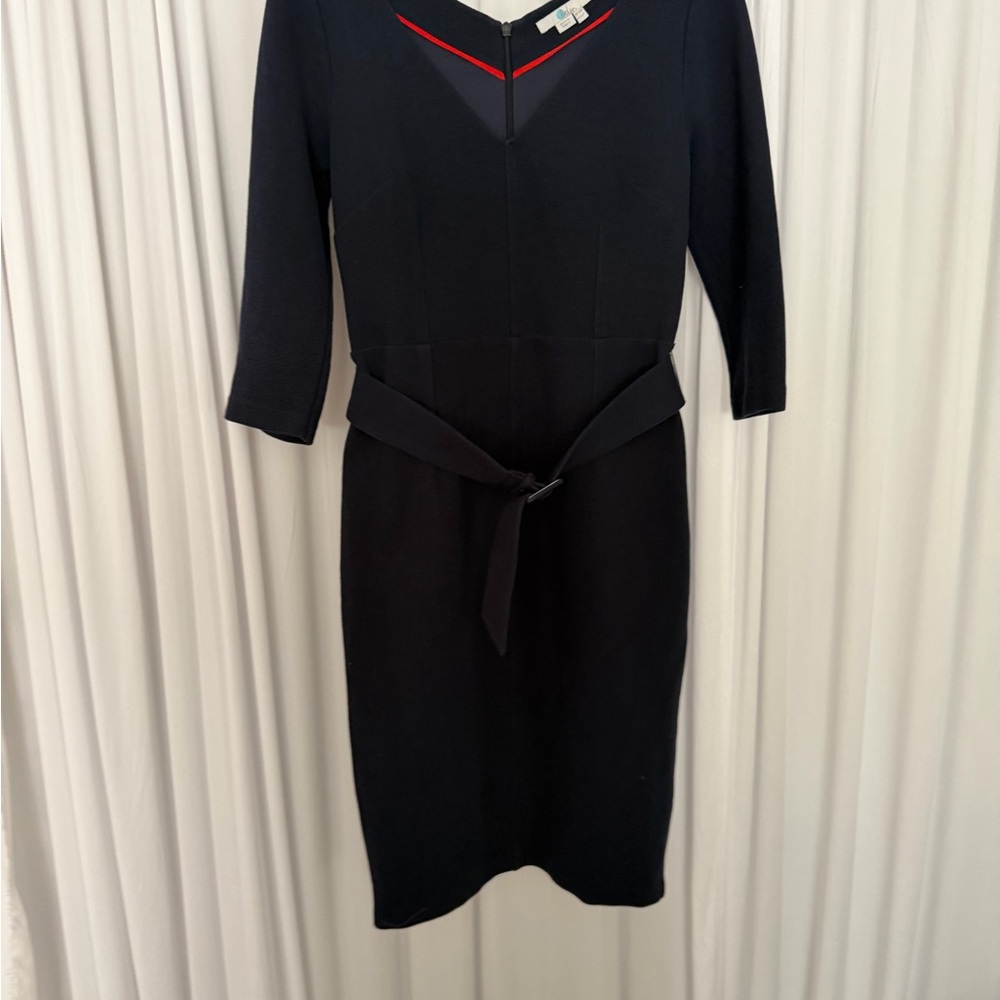 Boden Black Dress with Red Trim